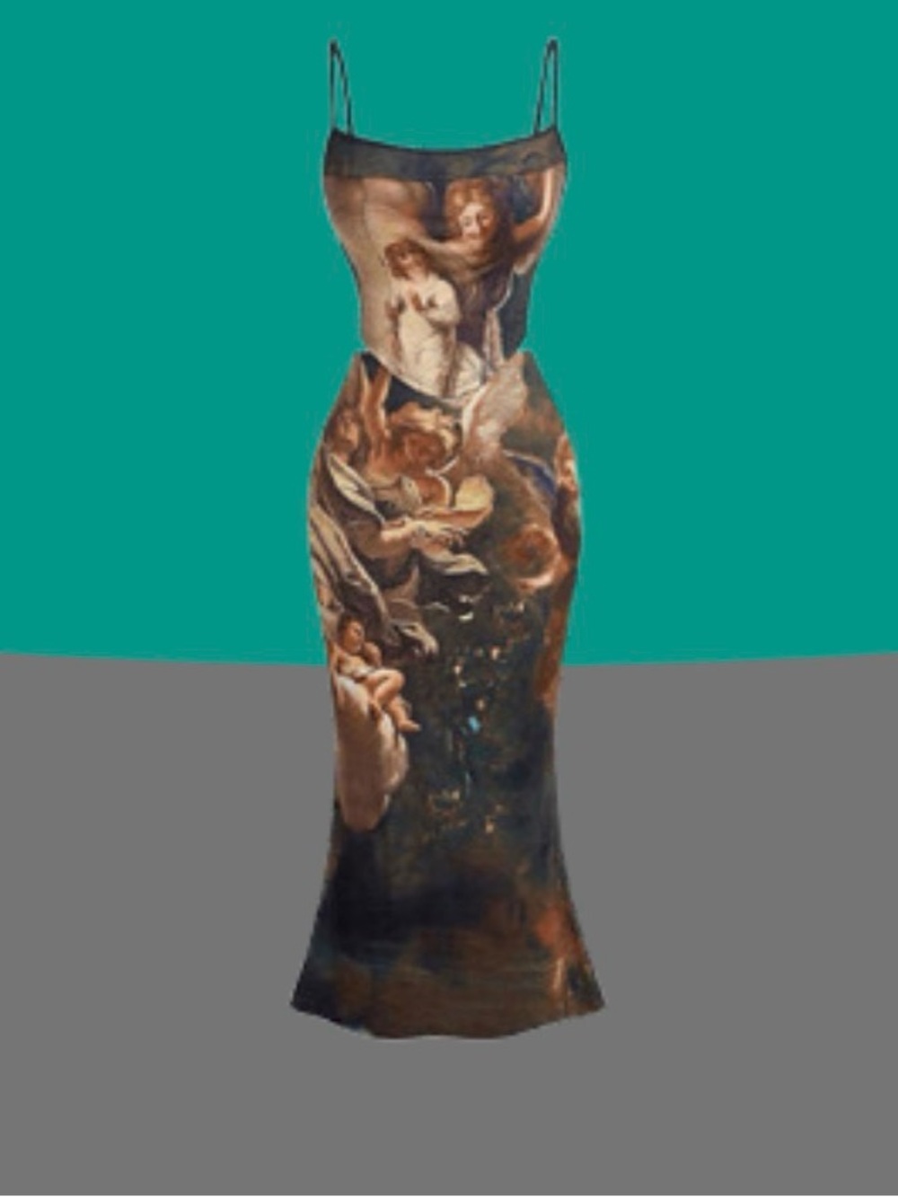 Artistic Printed Slip Cami and Skirt Set in Brown and Black